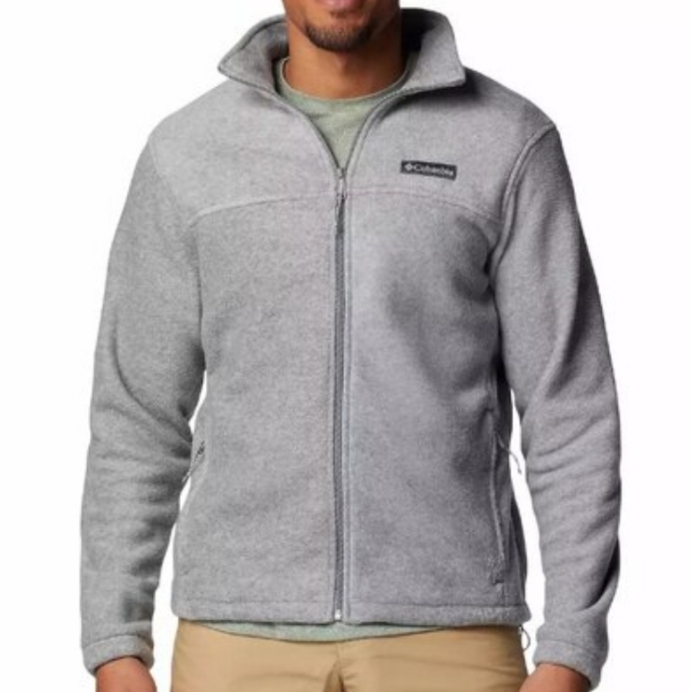 Columbia Men's Full Zip Fleece Jacket Long Sleeve Drawstring Waist XL Grey